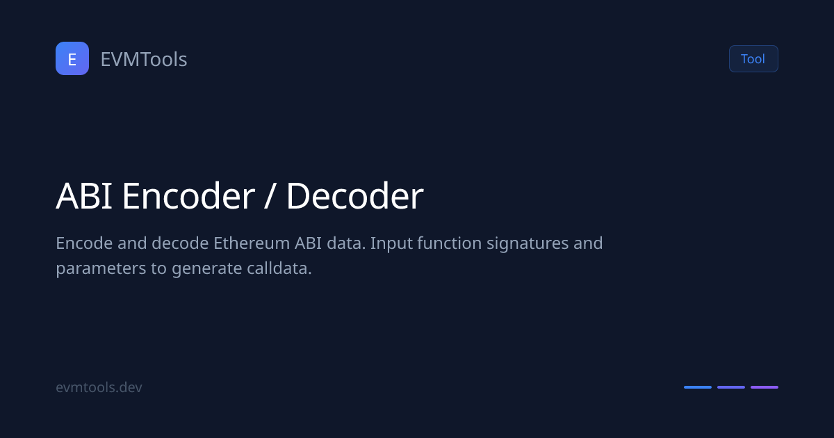 ABI Encoder / Decoder | EVMTools