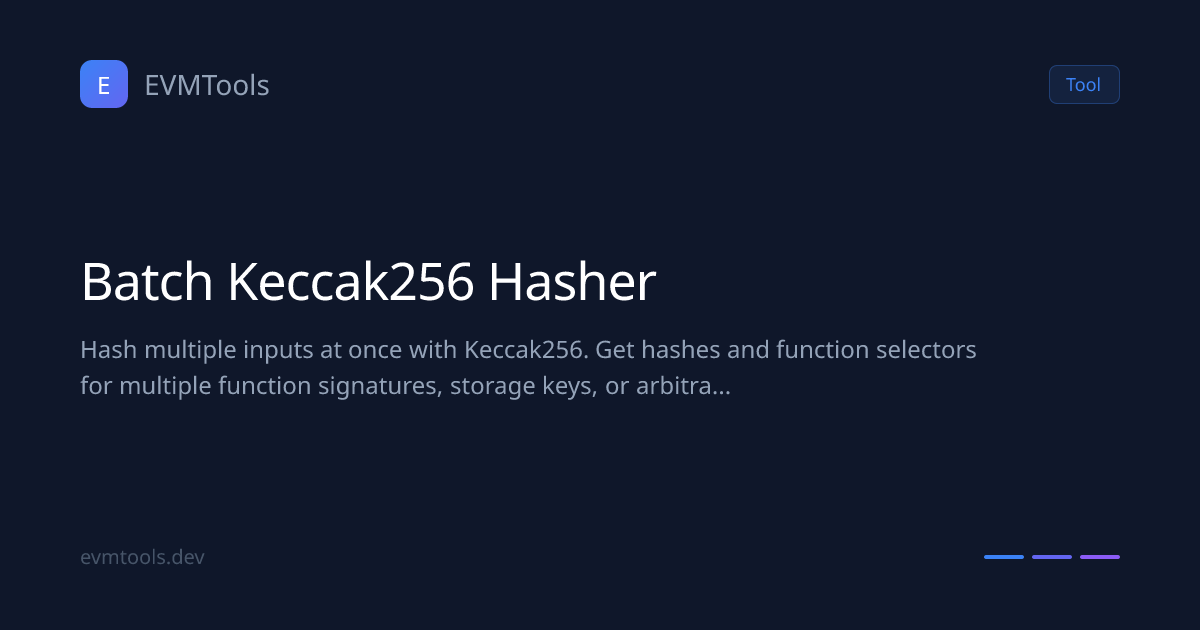 Batch Keccak256 Hasher | EVMTools